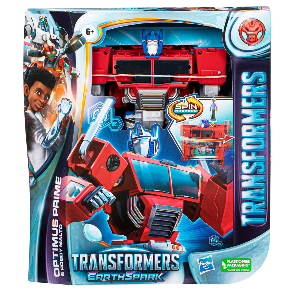 Conjunto de Mini Boneco e Figura de Ação - Transformers - Optimus Prime e Robby Malto - Hasbro