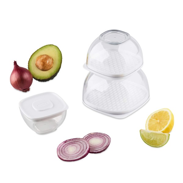 Encontraproduto.com.br - 3 Potes com Tampa Plástica Branca Zyliss