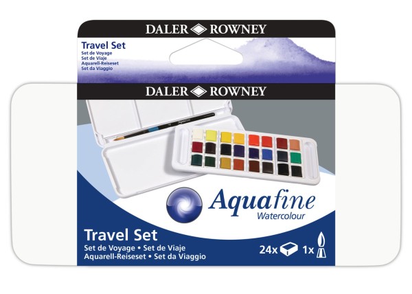 Tinta Aquarela Pastilha Aquafine Travel Estojo com 24 Cores Daler Rowney