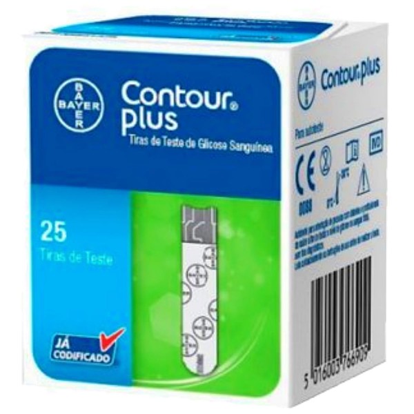 Encontraproduto.com.br - Tiras Contour Plus Teste de Glicose Sanguínea 25 Unidades