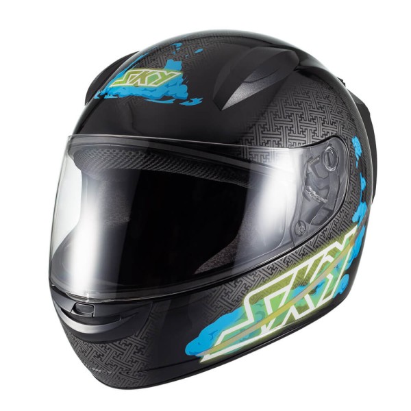 Encontraproduto.com.br - Capacete Sky Two Samurai Preto Fosco Transf Azul