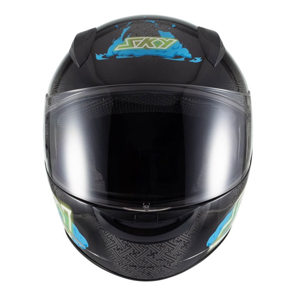 Encontraproduto.com.br - Capacete Sky Two Samurai Preto Fosco Transf Azul