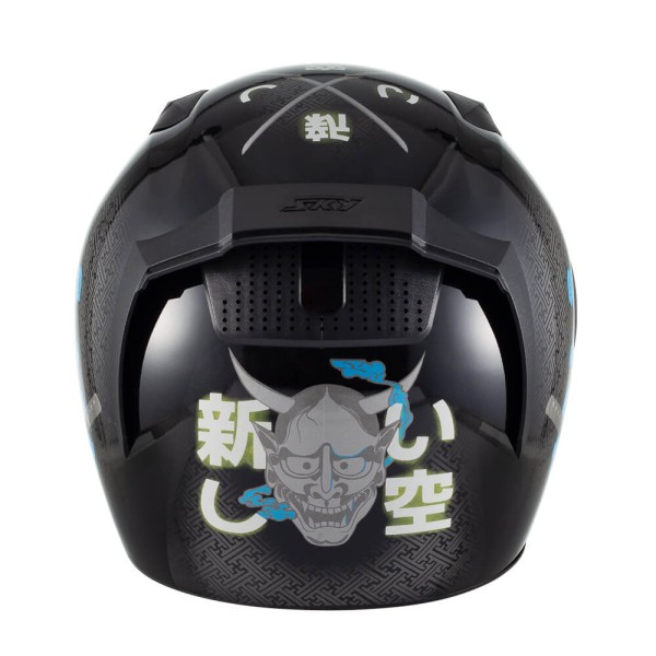 Encontraproduto.com.br - Capacete Sky Two Samurai Preto Fosco Transf Azul