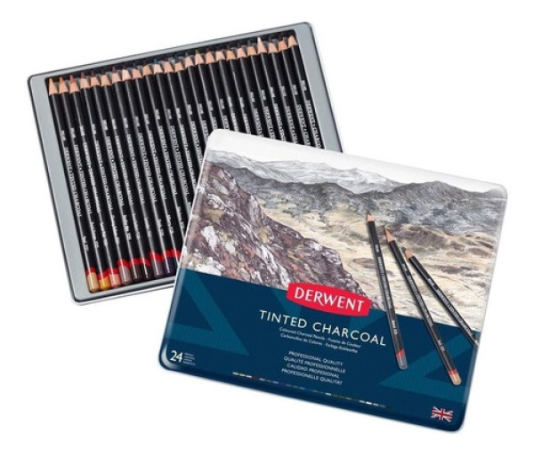 Lápis Carvão Tinted Charcoal Estojo com 24 Cores Ref.2301691 Derwent