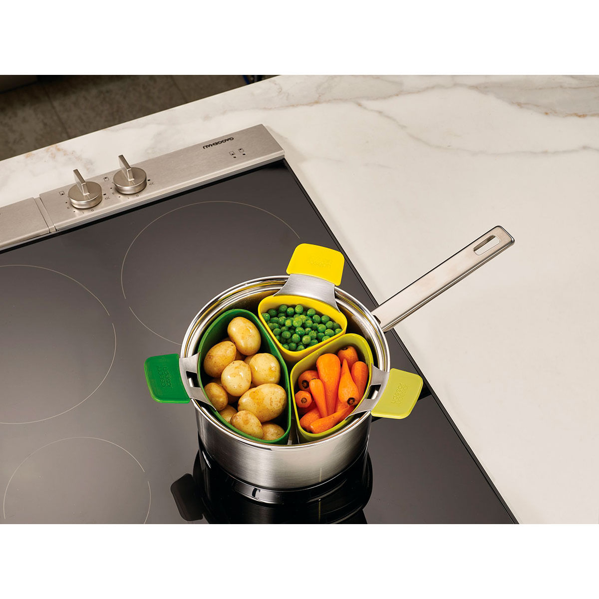 Encontraproduto.com.br - Conjunto 3 Recipientes para Cozimento à Vapor Nest Steam Joseph & Joseph