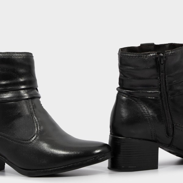 Encontraproduto.com.br - Bota Ankle Boot Couro Preto