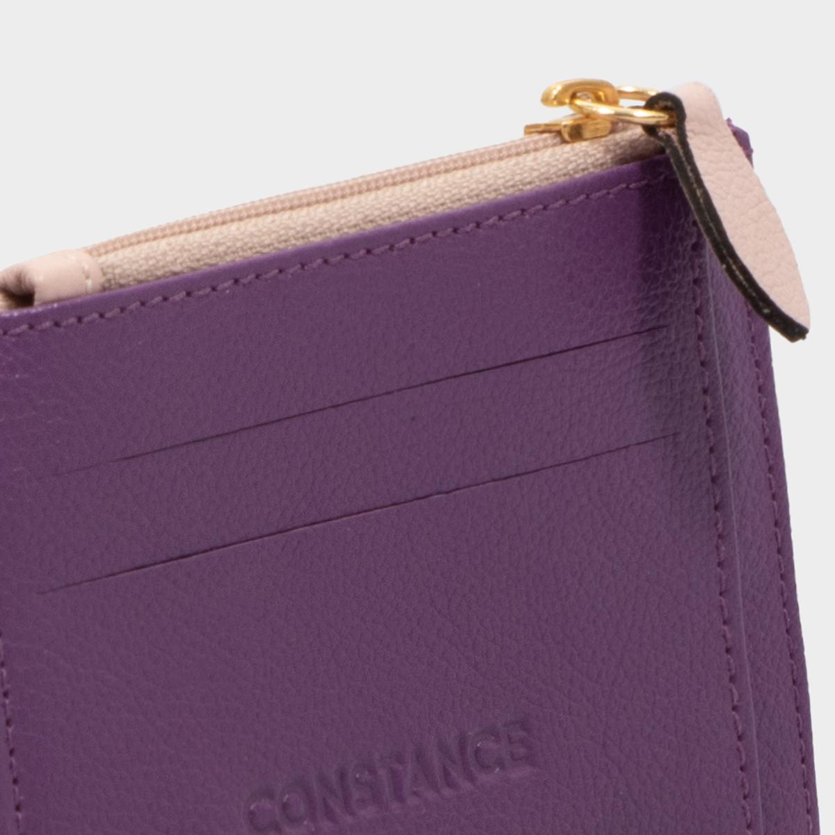 Encontraproduto.com.br - Porta-Documentos Couro Roxo com Zíper