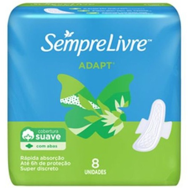 Encontraproduto.com.br - Absorvente Sempre Livre Adapt Cobertura Suave Com Abas 8 Unidades