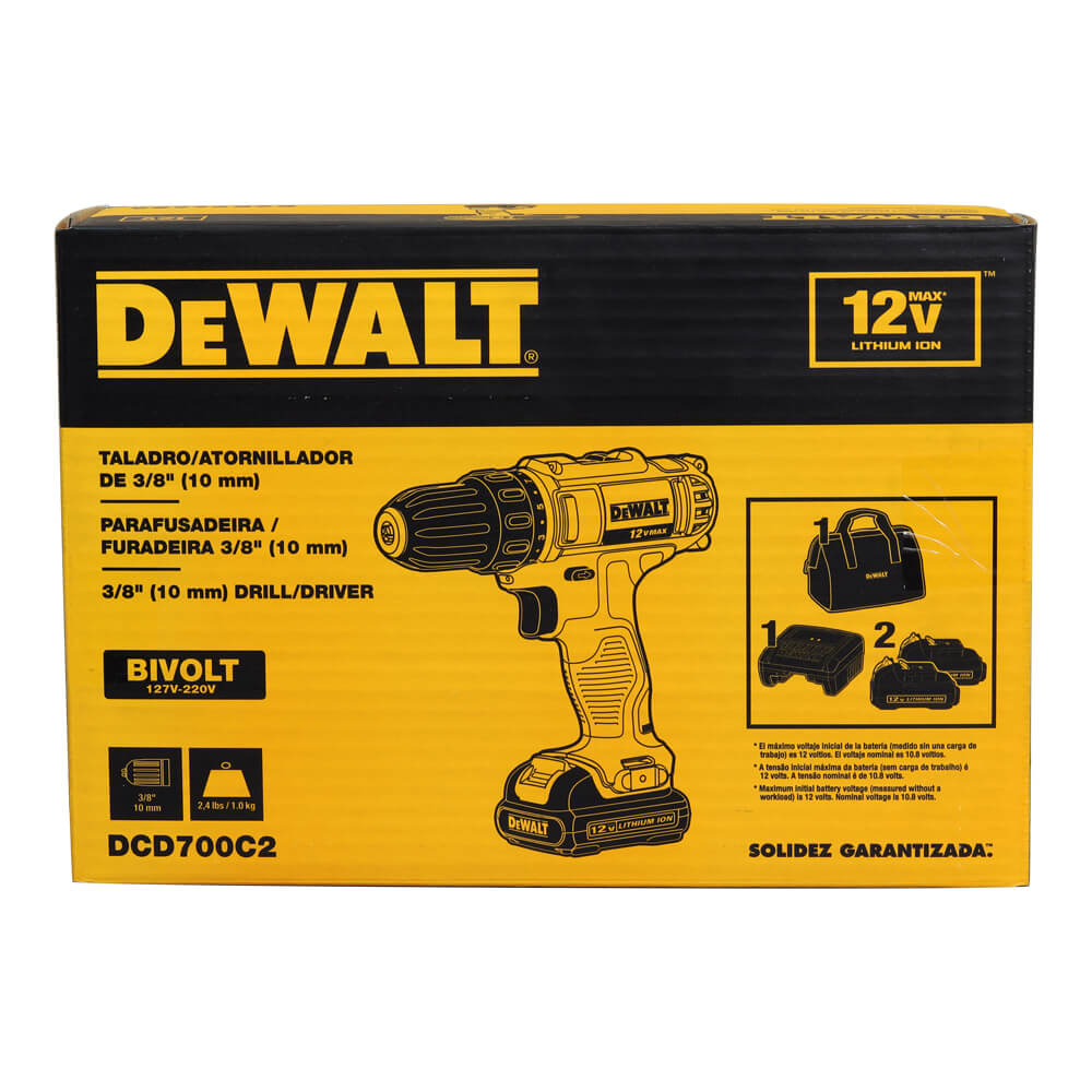 Encontraproduto.com.br - Furadeira / Parafusadeira  3/8 10mm 12V Max Íon de Lítio Bivolt Dewalt