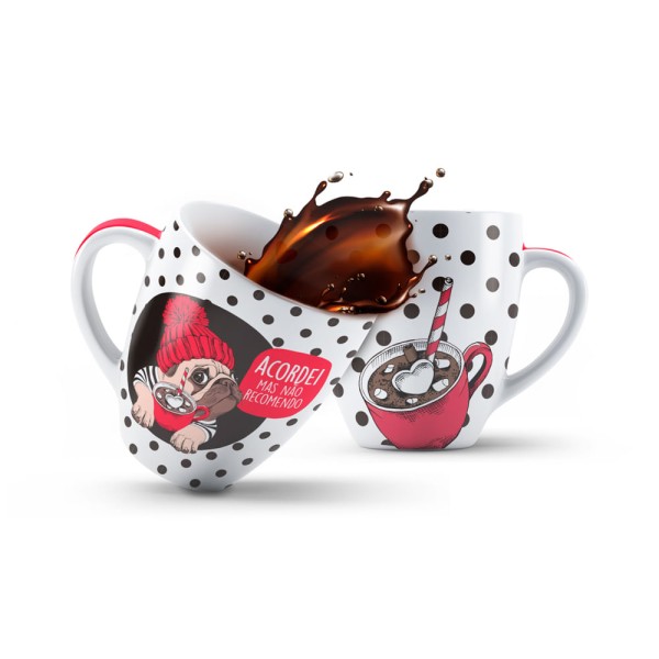 Encontraproduto.com.br - Caneca de Porcelana Pug 440ml Up Home - UD250OUT [Reembalado]