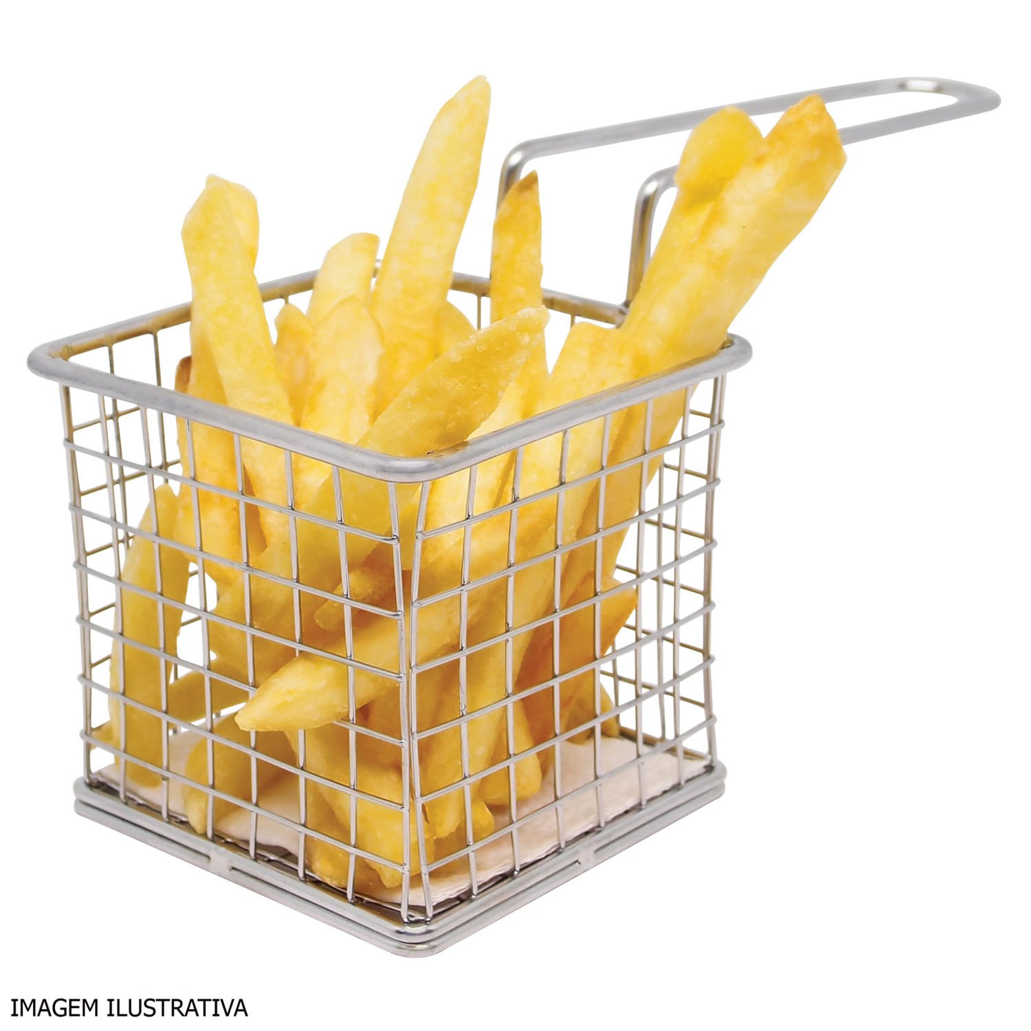 Encontraproduto.com.br - Cesta com Alça para Batata Frita Petiscos Prata Fackelmann