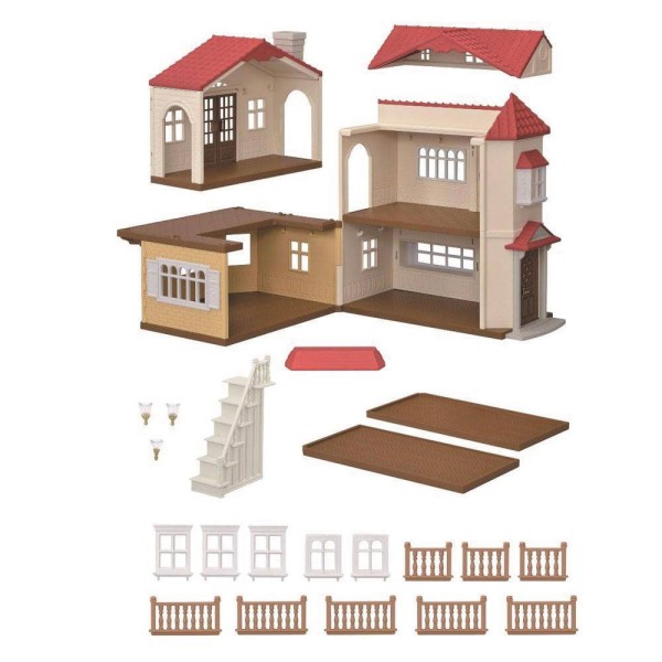 Encontraproduto.com.br - Conjunto Casa com Telhado Vermelho e Luzes - Sylvanian Families - Epoch