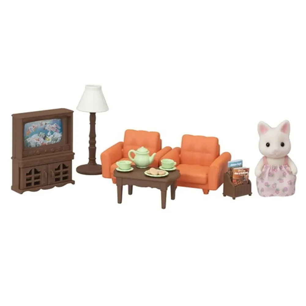 Encontraproduto.com.br - Sylvanian Families - Conjunto Sala de Estar com Irmã Gato - Epoch Magia