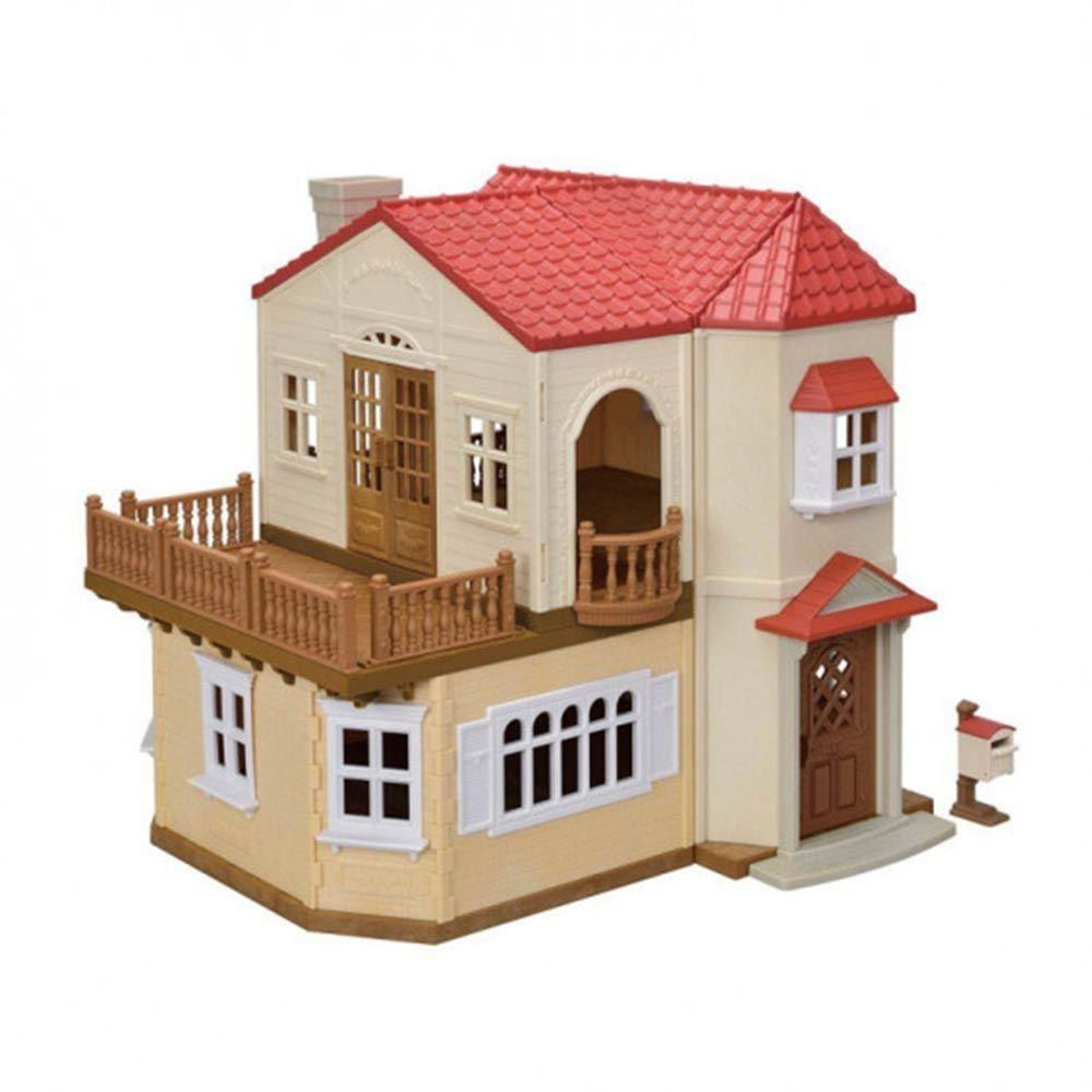Encontraproduto.com.br - Epoch Casa Sylvanian Families Telhado Vermelho Com Luzes Cor Marrom-claro