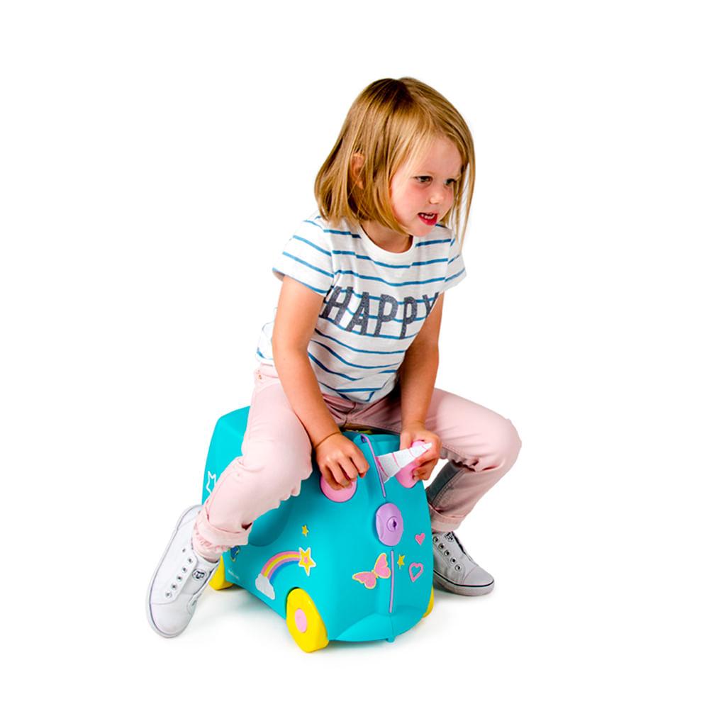 Encontraproduto.com.br - Mala Infantil Com Rodinhas 2 em 1 Trunki Una Unicórnio Azul