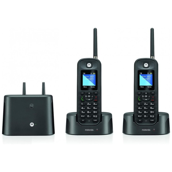 Encontraproduto.com.br - Telefone sem Fio, resistente à água e poeira IP67, 2 unidades, preto, MOTOROLA O212, Preto