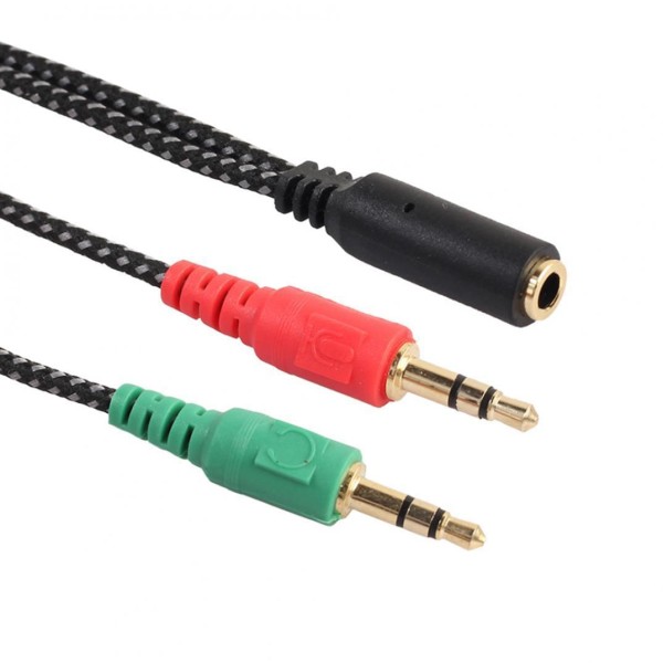 Encontraproduto.com.br - Adaptador de Cabo Divisor de Áudio de 3,5mm com 2 Conectores Masculinos e 1 Fêmea