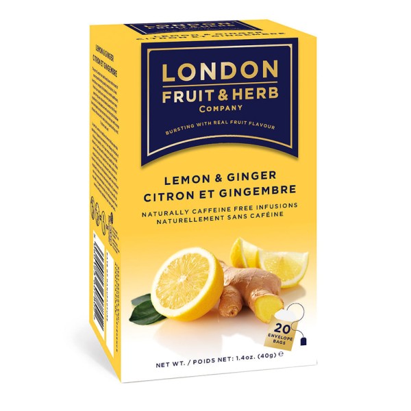 Chá de Capim Limão Com Gengibre London Fruit & Herb 20 Sachês