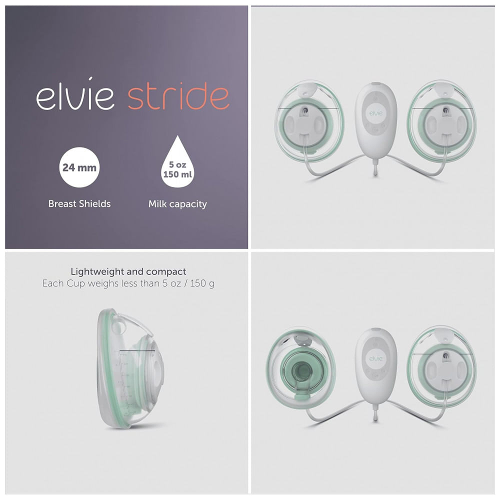 Encontraproduto.com.br - Bomba Tira Leite Dupla Portátil com 2 Modos e 20 Níveis Ultra Silenciosa, ELVIE, Verde