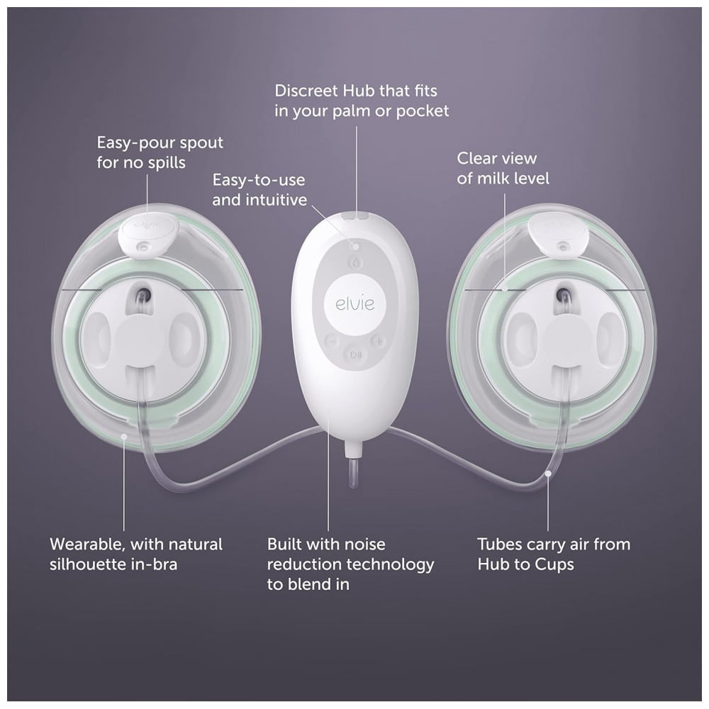 Encontraproduto.com.br - Bomba Tira Leite Dupla Portátil com 2 Modos e 20 Níveis Ultra Silenciosa, ELVIE, Verde