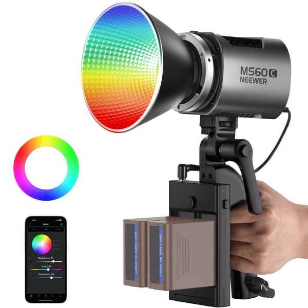 Iluminador LED Neewer MS60C RGB 65W Spotlight Bowens (Bivolt)