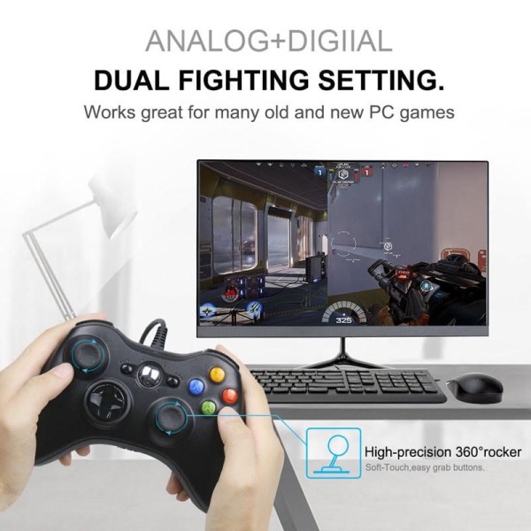 Encontraproduto.com.br - Controle USB com Fio VAORLO para Xbox 360/ Slim Microsoft