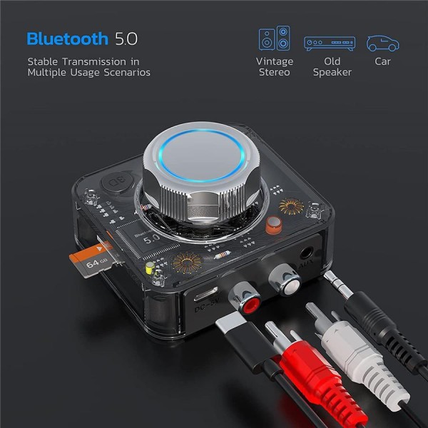 Encontraproduto.com.br - Receptor de Áudio Bluetooth 5.0 VAORLO 3D Stereo Adaptador Sem Fio