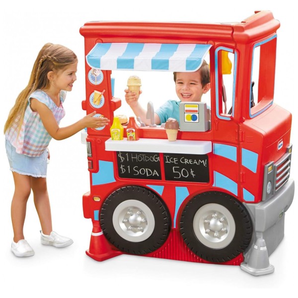 Food Truck Infantil 2 em 1 com mais de 20 Acessórios e Tema Reversível, LITTLE TIKES 650642M, Vermelho