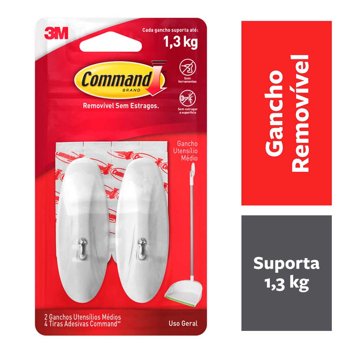 Encontraproduto.com.br - Command Adesivo Gancho Utilidade Médio 3M Cartela 2 peças