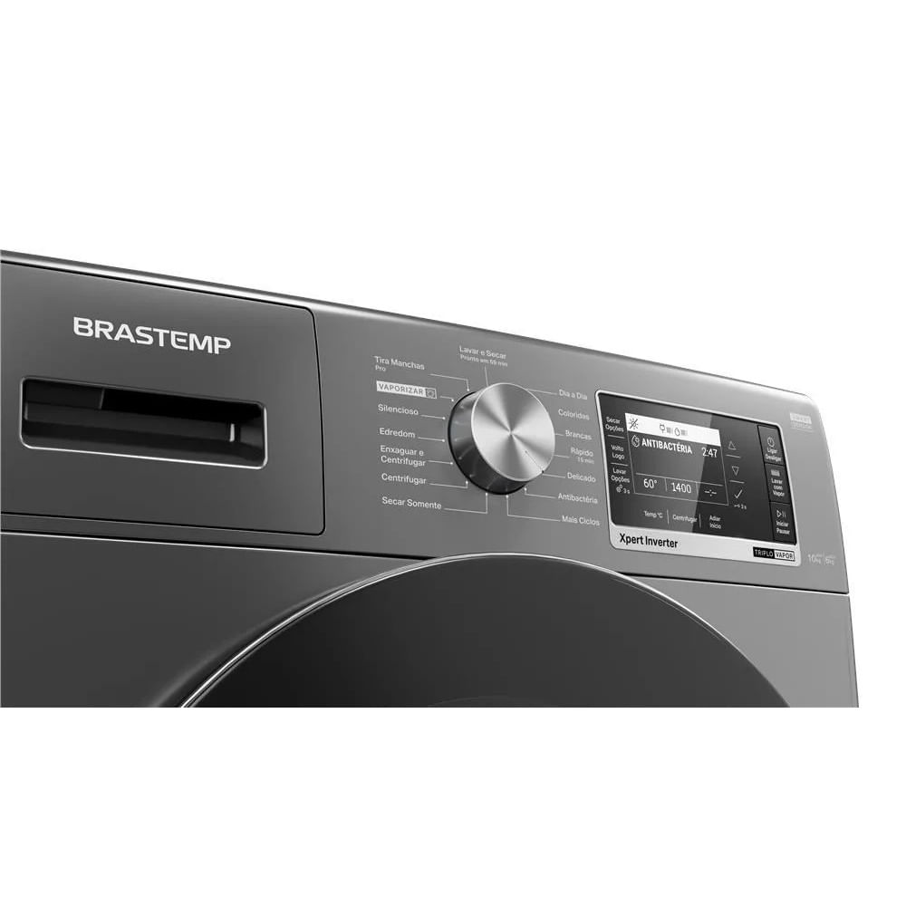 Encontraproduto.com.br - Lava e Seca Brastemp 10kg/6kg Smart Sensor e Triplo Vapor Titanium BNC10AS