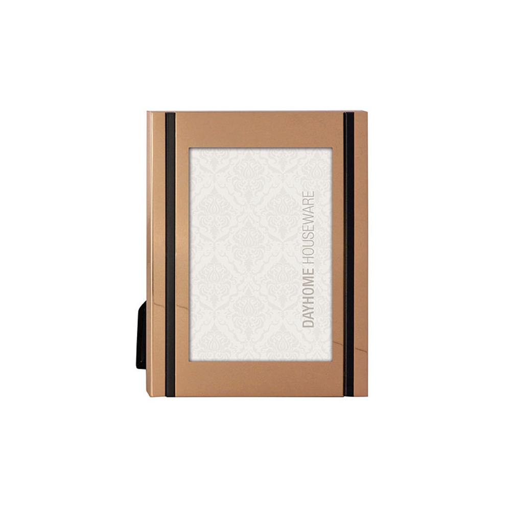 Encontraproduto.com.br - Porta-retratos em alumínio Adely Decor Lumini 10x15cm cobre com detalhe preto