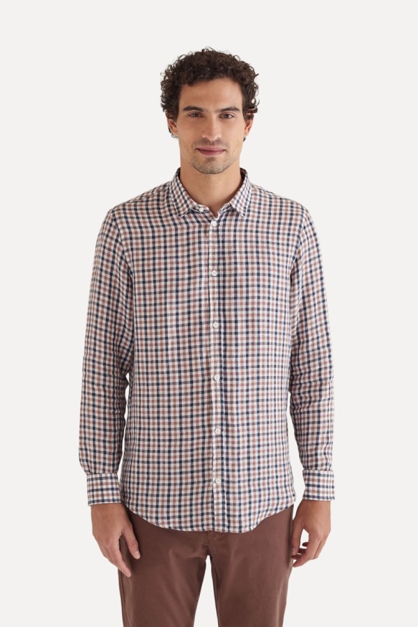 Camisa Ml Linho Vichy Alternado