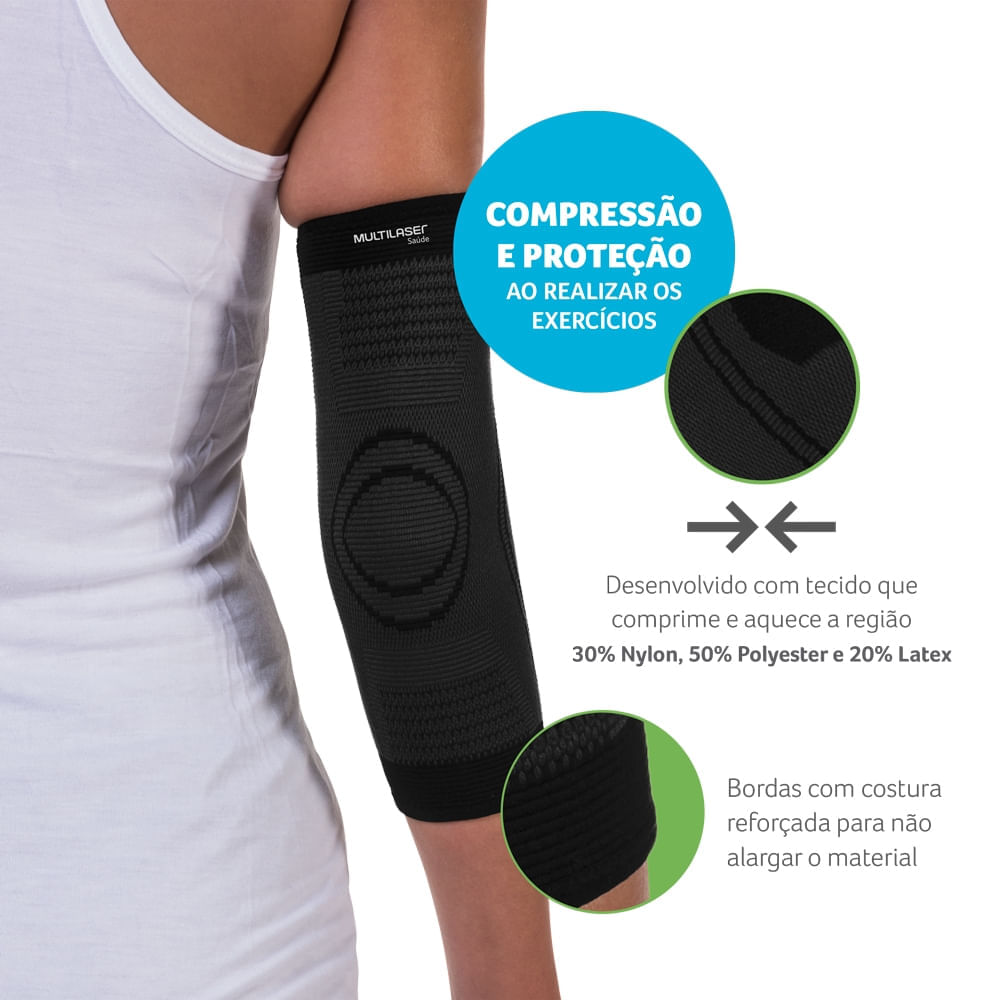 Encontraproduto.com.br - Cotoveleira Elástica Tam. M  Multilaser Saúde - HC334OUT [Reembalado]