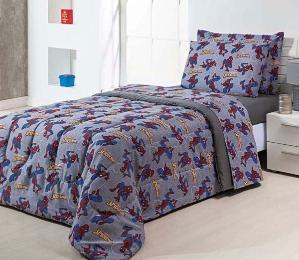 Encontraproduto.com.br - Edredom Dupla Face St 1,50 X 2,15 M Microfibra Spider Man Teia
