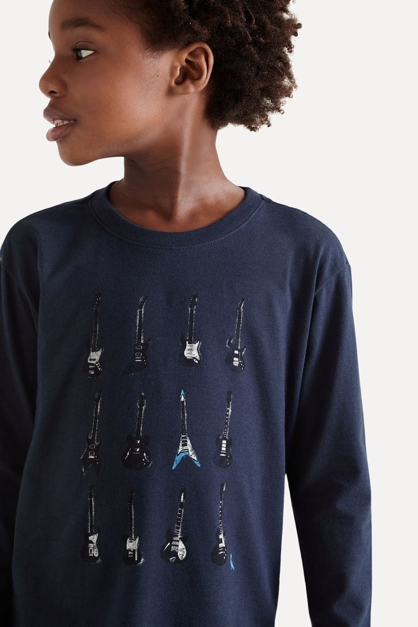 Encontraproduto.com.br - Camiseta Ml Mini Sm Estampa Guitarras