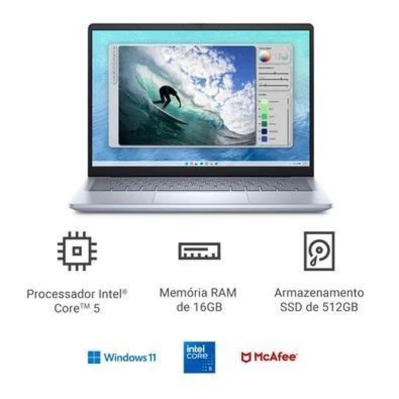 Encontraproduto.com.br - Notebook Dell Inspiron 5440 - Core 5 120u, 16GB RAM, 512 SSD, 14