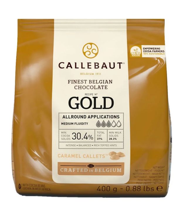 Encontraproduto.com.br - Chocolate Gold Caramelo 30,4% - 400g CALLEBAUT