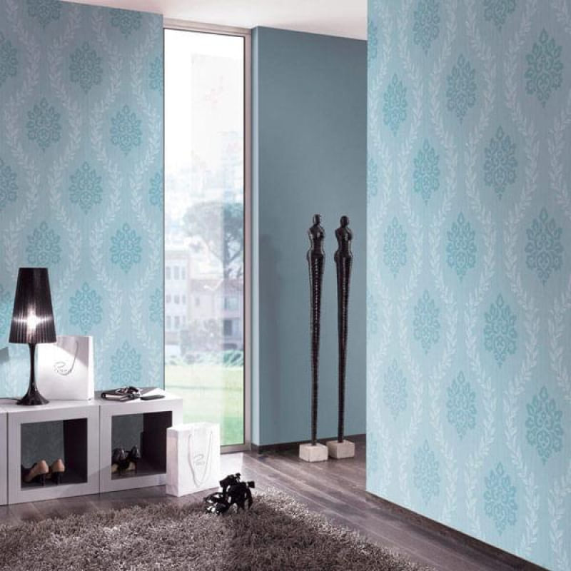 Papel de Parede Fusion Damask Azul - Rolo: 10m x 0,53m