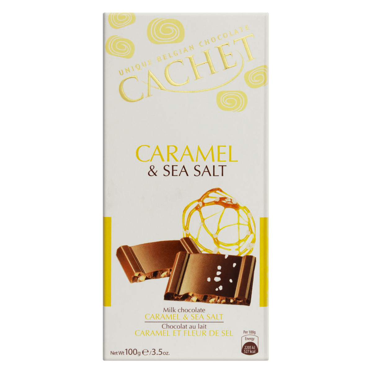 Encontraproduto.com.br - Chocolate Belga em Barra Ao Leite Cachet com Caramelo Embalagem 100g