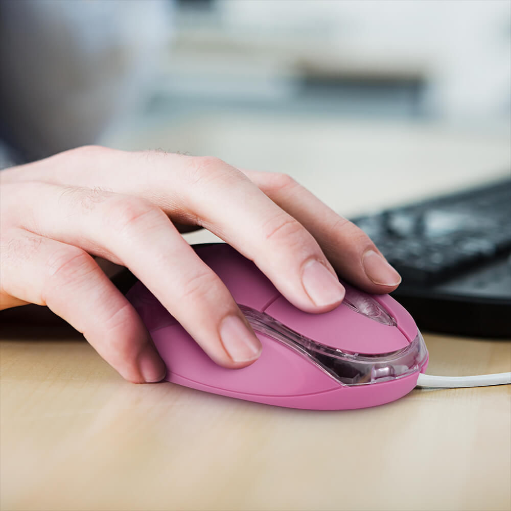 Encontraproduto.com.br - Mouse Classic Box Optico Rosa Usb - MO181OUT [Reembalado]
