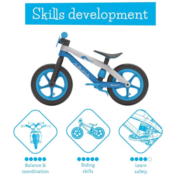 Encontraproduto.com.br - Bicicleta sem Pedal para Crianças de 2 a 5 Anos com Assento Ajustável e Pneus sem Ar, Chillafish, Azul