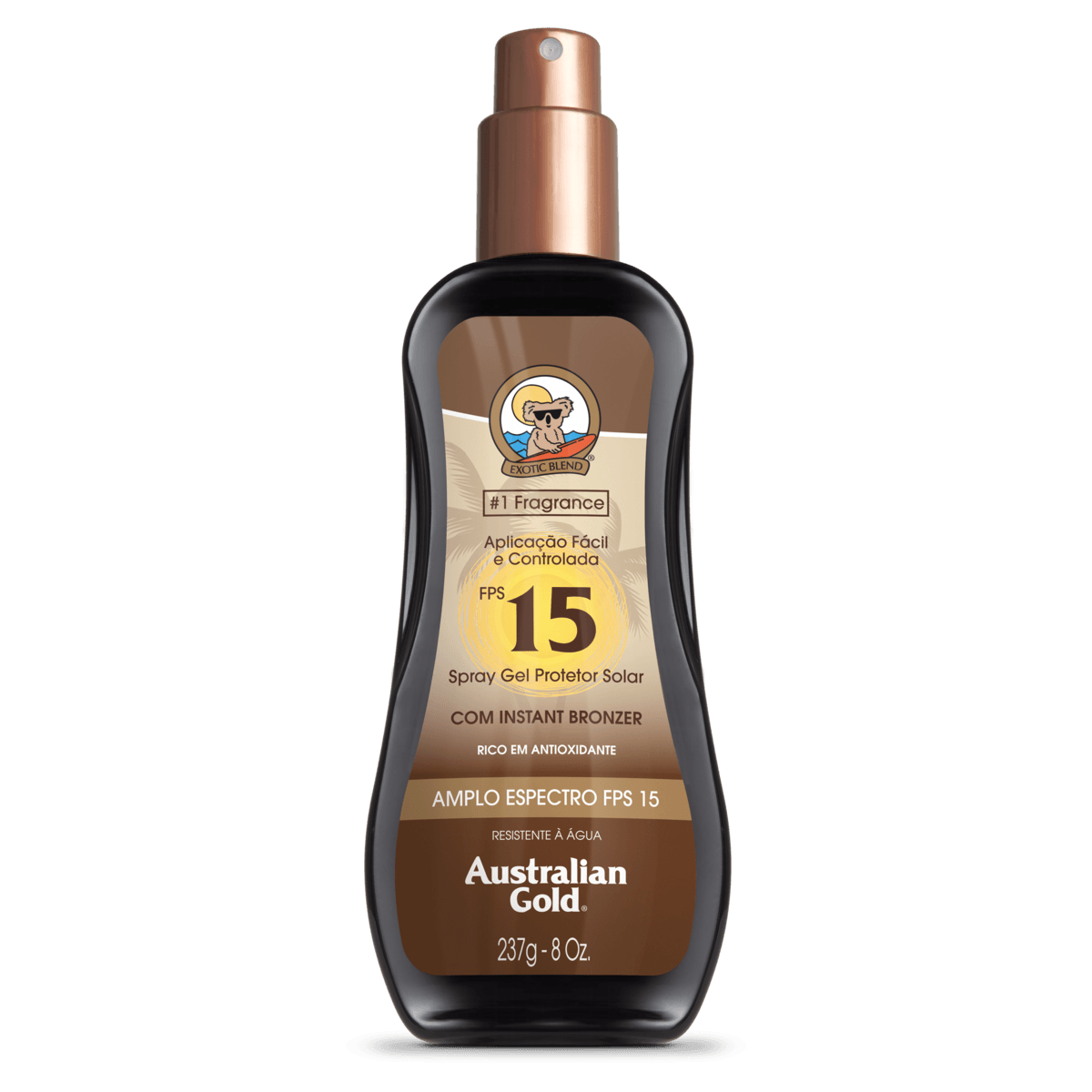 Encontraproduto.com.br - Protetor Solar Aust/Gold Instant Bronzer Spray Gel Fps15 237Ml - Australian Gold