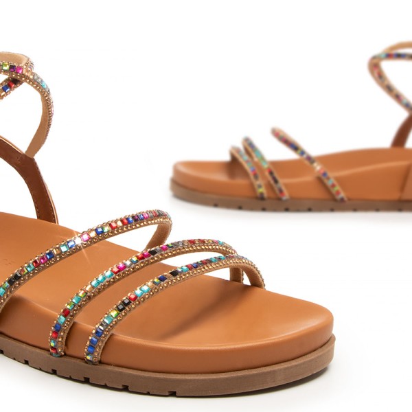 Encontraproduto.com.br - Papete Caramelo Tiras Strass Multicolorido