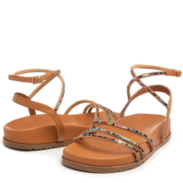 Encontraproduto.com.br - Papete Caramelo Tiras Strass Multicolorido