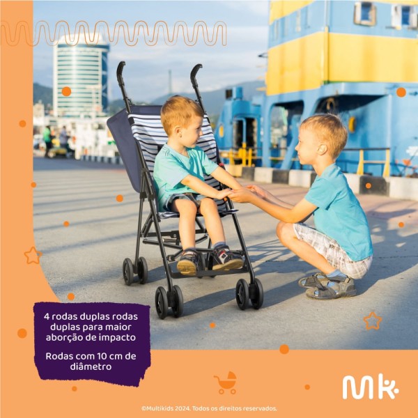 Encontraproduto.com.br - Carrinho Guarda-Chuva 6M-15 Kgs Multikids Navy Preto com Cinza - BB494OUT [Reembalado]