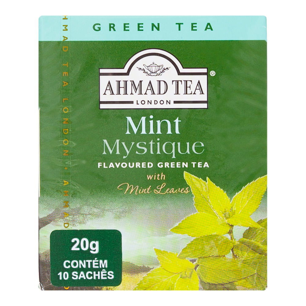 Encontraproduto.com.br - Chá Verde Mint Mystique Ahmad Tea London Caixa 20g 10 Unidades