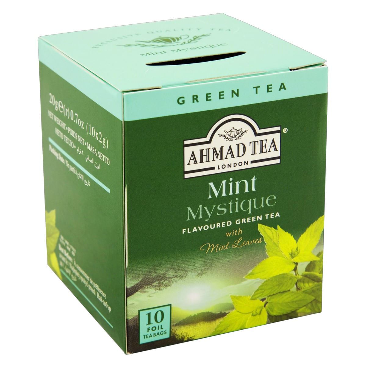 Encontraproduto.com.br - Chá Verde Mint Mystique Ahmad Tea London Caixa 20g 10 Unidades