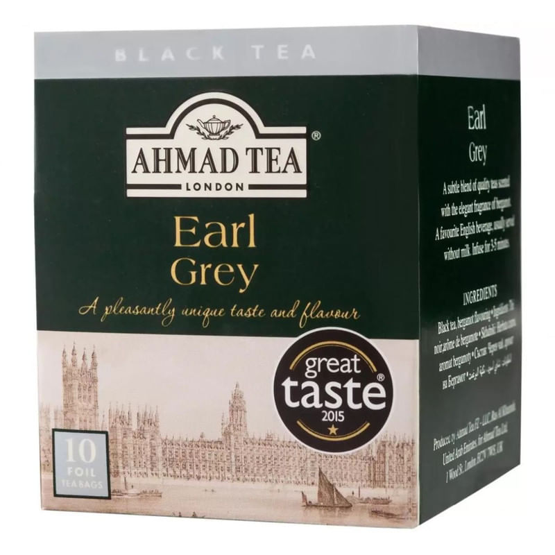 Encontraproduto.com.br - Chá Preto Earl Grey Ahmad Tea London Caixa 20g 10 Unidades
