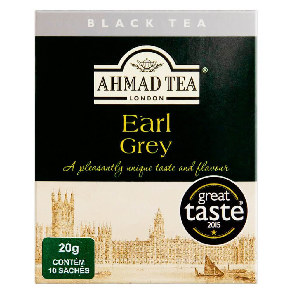 Encontraproduto.com.br - Chá Preto Earl Grey Ahmad Tea London Caixa 20g 10 Unidades