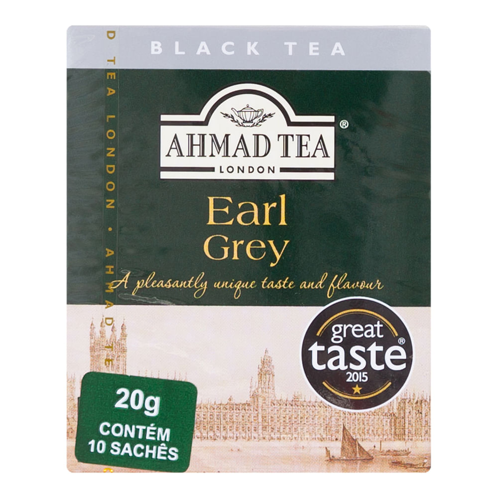 Encontraproduto.com.br - Chá Preto Earl Grey Ahmad Tea London Caixa 20g 10 Unidades